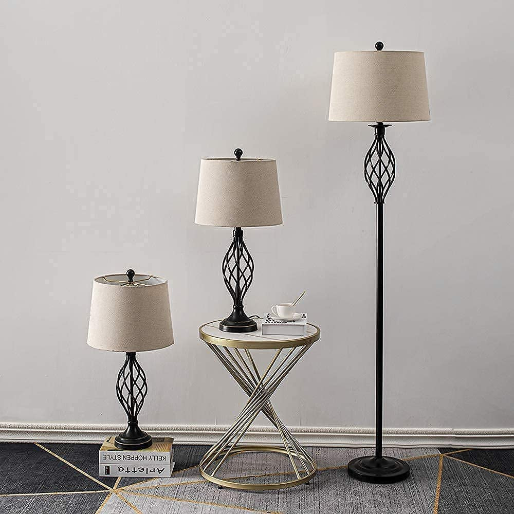 Set Of 3 Modern Black Lamps