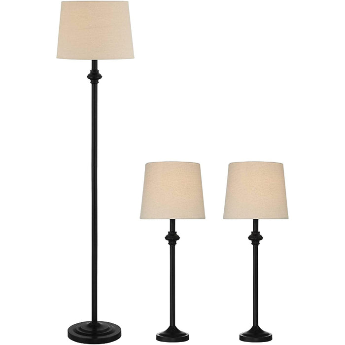 Traditional 3 Piece Table Floor Lamp Set