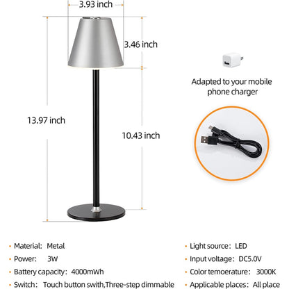 Modern LED 5000mAh Rechargeable Battery Table Lamp