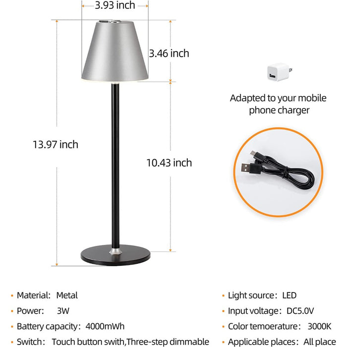 Modern LED 5000mAh Rechargeable Battery Table Lamp