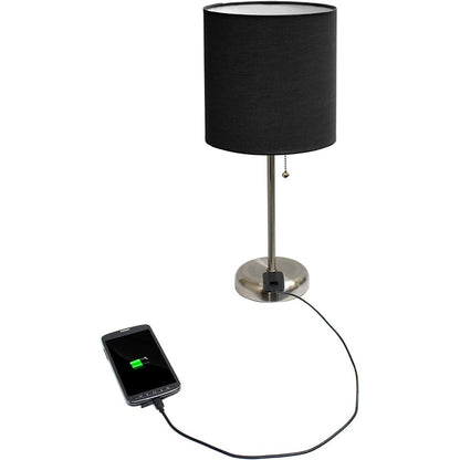 Stick Charging Outlet And Fabric Table Lamp