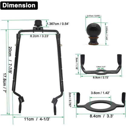 Adjustable Lamp Shade Harp Holder | Retro Design, Premium Metal, Floor and Tabletop Mounting