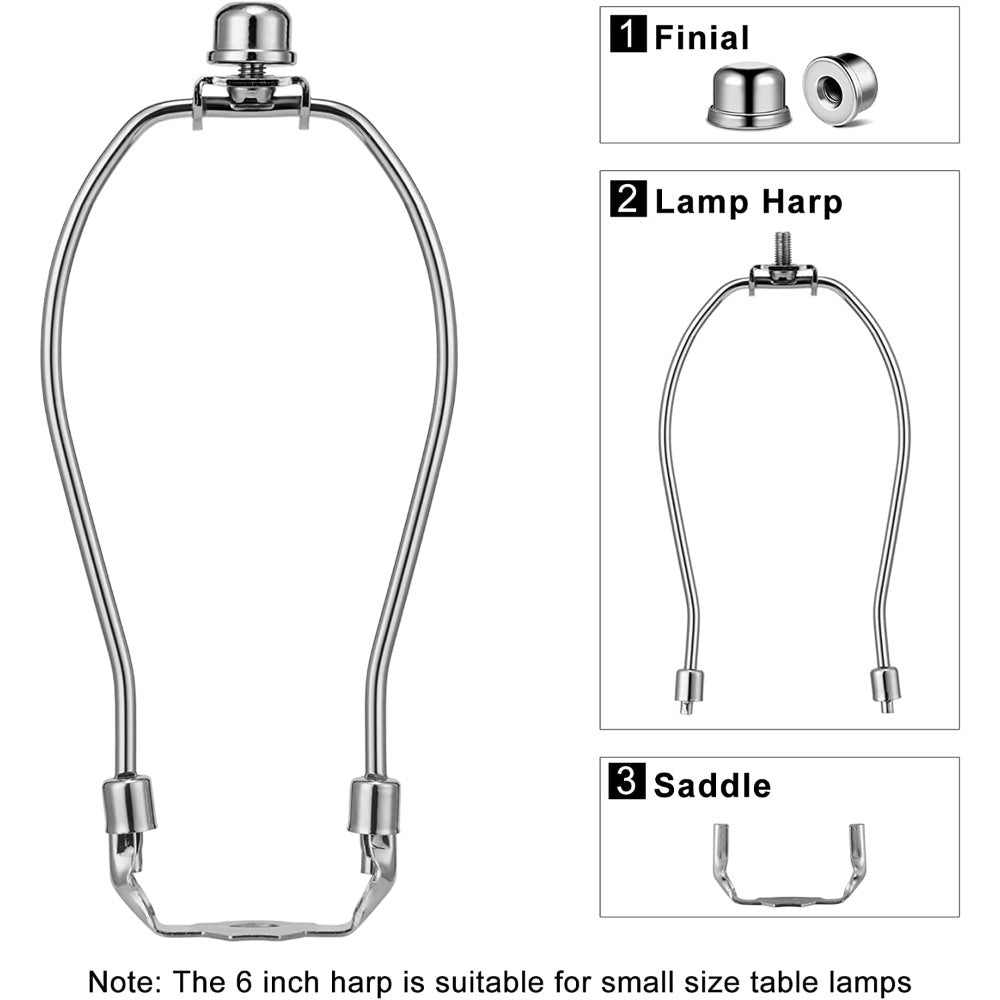 Finial And Detachable Light Duty Saddle Base Lamp Harp Holder