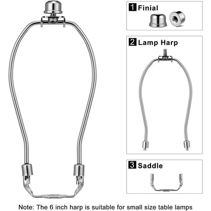 Finial And Detachable Light Duty Saddle Base Lamp Harp Holder