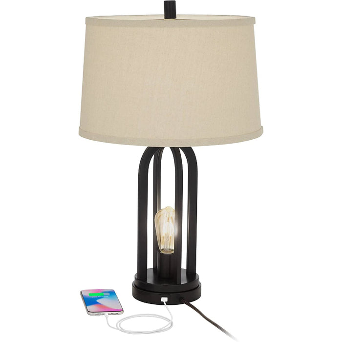 Black Table Lamps Set Of 2 With USB Port