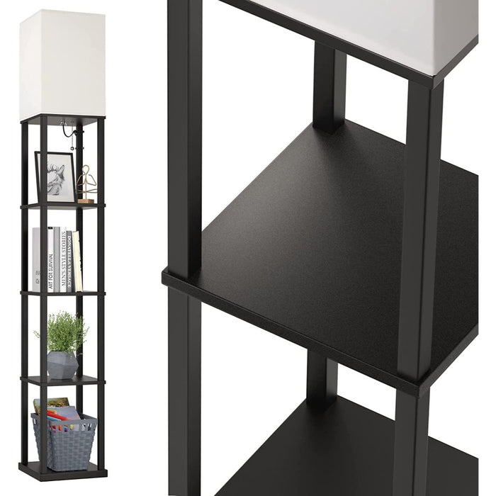 2 USB Ports And Power Outlet Modern Shelf Floor Lamp