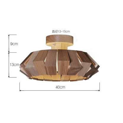 Retro LED Wood Art Ceiling Lamp