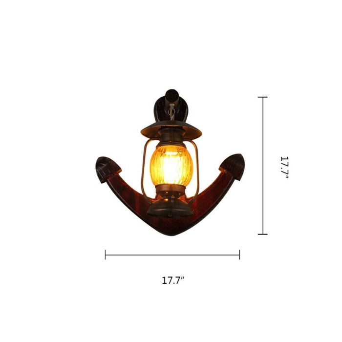 American Vintage Anchor Wooden Wall Lamp
