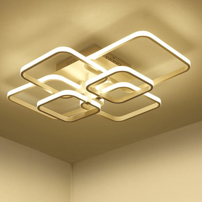 Square Shaped White Iron LED Ceiling Lamp