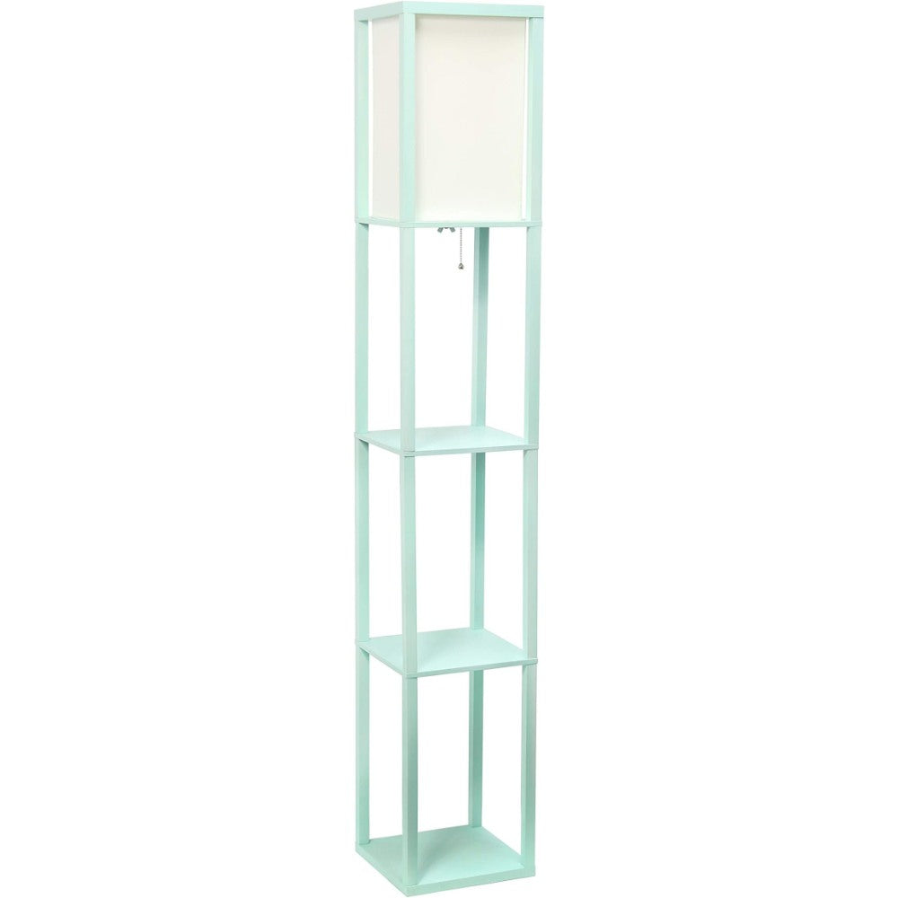 Storage Shelf Linen Shade Floor Lamp