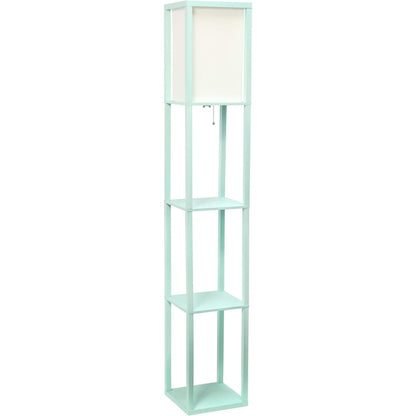 Storage Shelf Linen Shade Floor Lamp