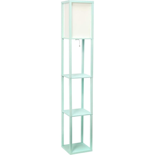 Storage Shelf Linen Shade Floor Lamp