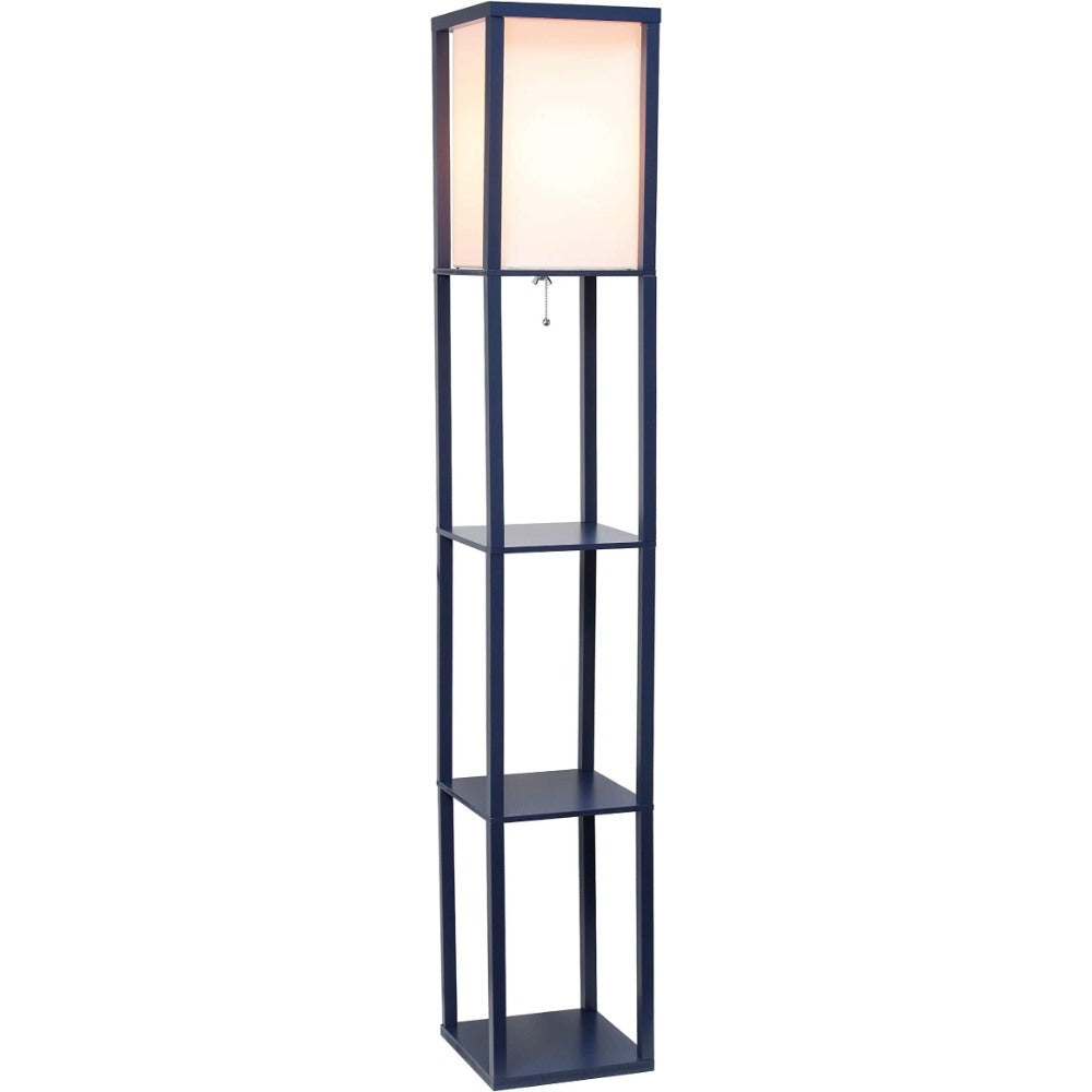 Storage Shelf Linen Shade Floor Lamp