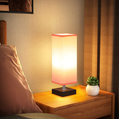 Square Solid Wood Night Table Lamp