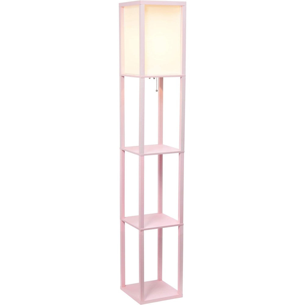 Storage Shelf Linen Shade Floor Lamp