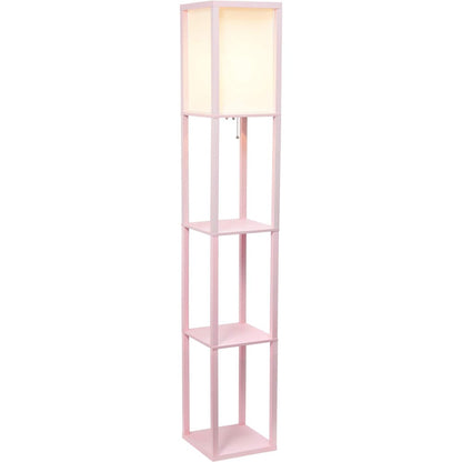 Storage Shelf Linen Shade Floor Lamp