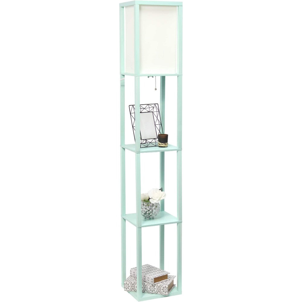 Storage Shelf Linen Shade Floor Lamp