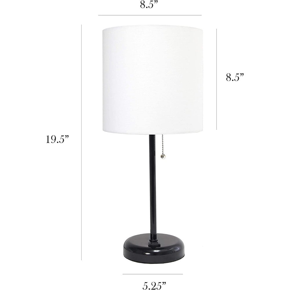 Stick Charging Outlet And Fabric Table Lamp