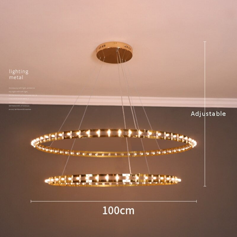 Modern Simple Stainless Steel Ring Chandelier