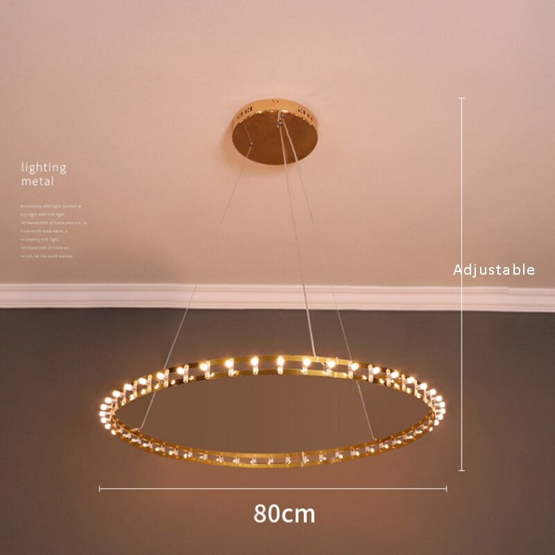 Modern Simple Stainless Steel Ring Chandelier