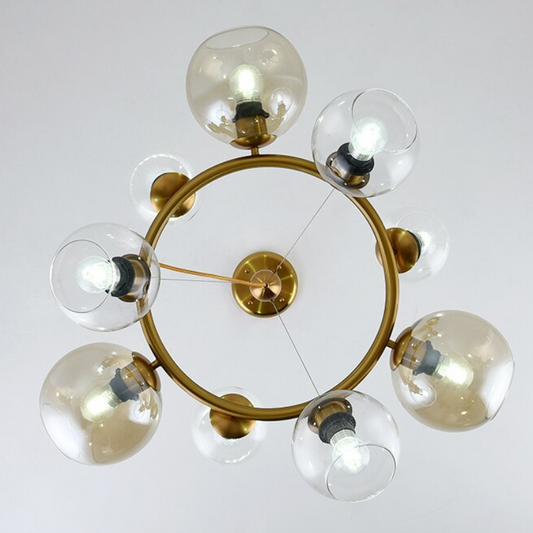 Clear Glass Balls Golden Metal Chandelier