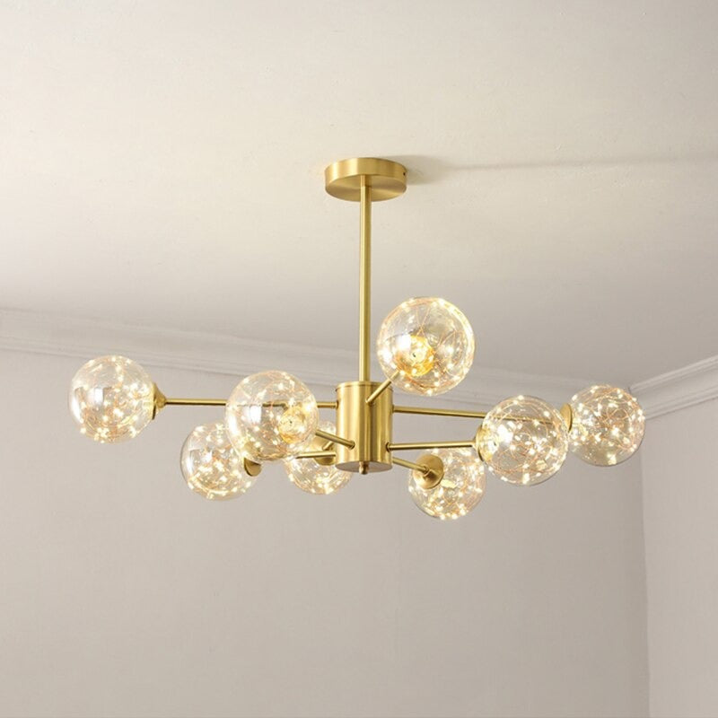 Nordic Golden Metal Living Room Chandelier Lamp