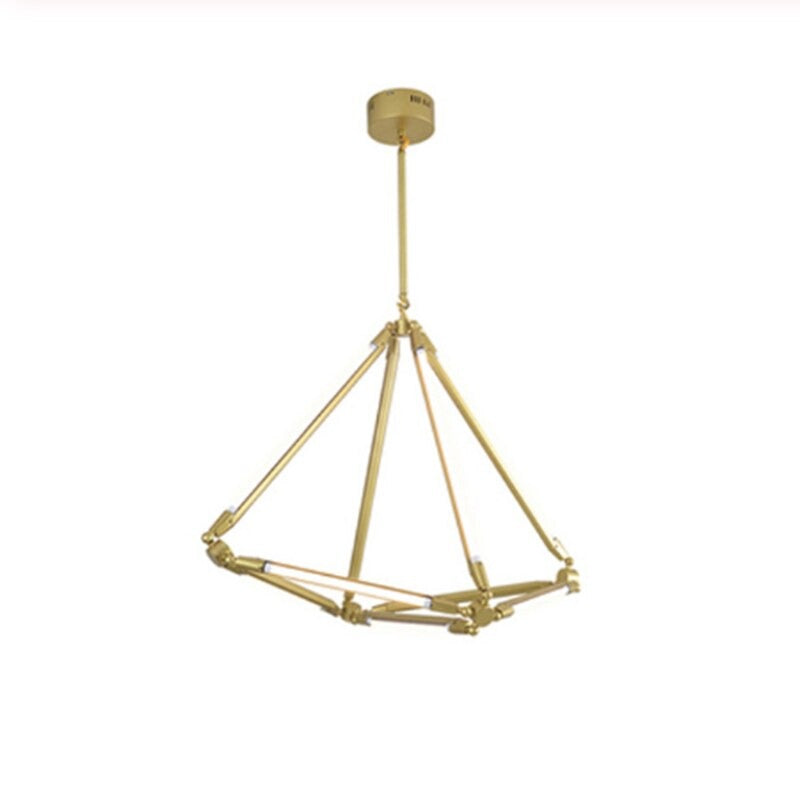 Postmodern Minimalist Golden Painted Metal Adjustable Chandelier