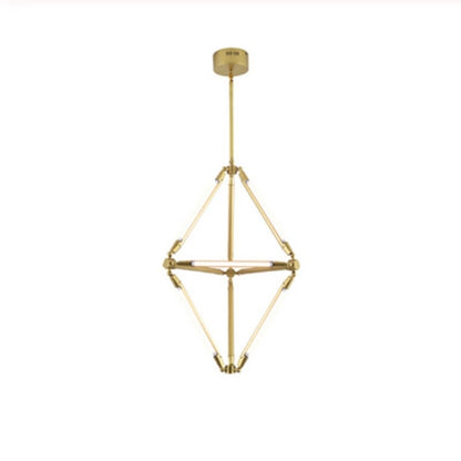 Postmodern Minimalist Golden Painted Metal Adjustable Chandelier