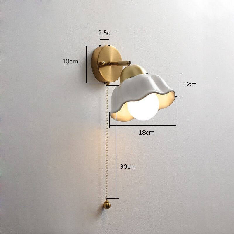 Retro Simple Bedside White Ceramic Wall Lamp