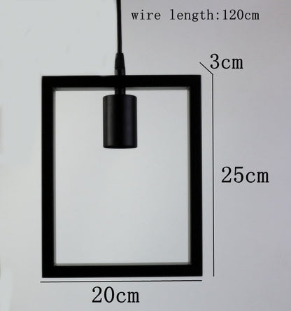 E27 Metal Photo Frame Iron Pendant Lamp