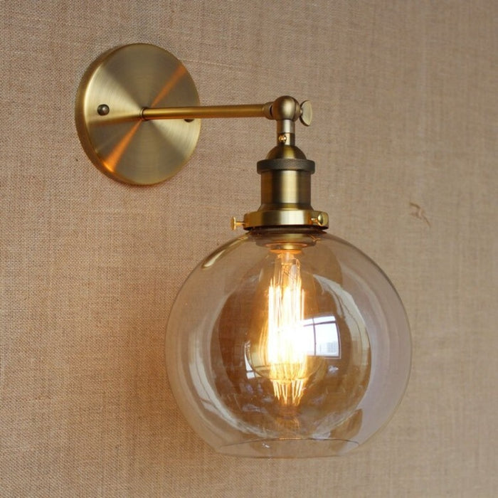 American Vintage Wall Lamps Glass Ball Retro Loft Wall Lamp