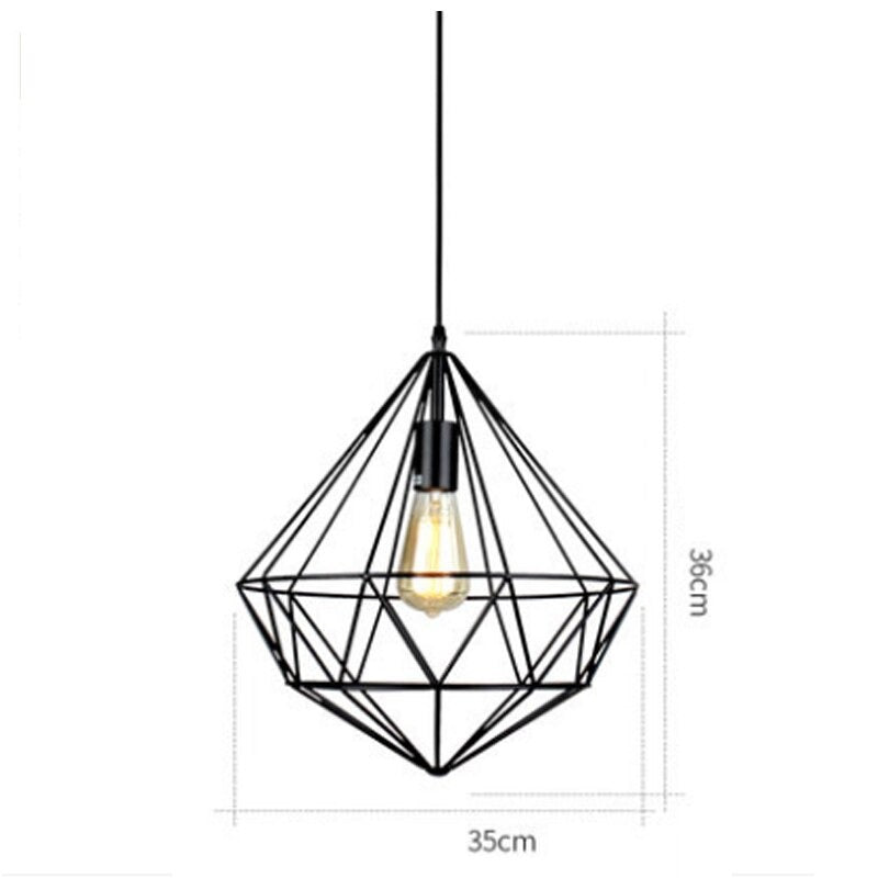 Nordic Polygon Diamond Hollow Lights E27 Pendant Lamp