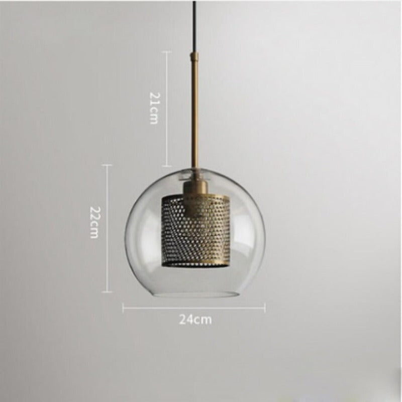 Minimalist Hollow Iron Glass Ball Pendant Lamp