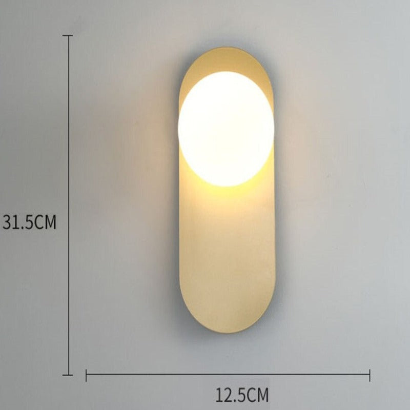 Glass Ball LED Gold Ring Oval Wall Lamp