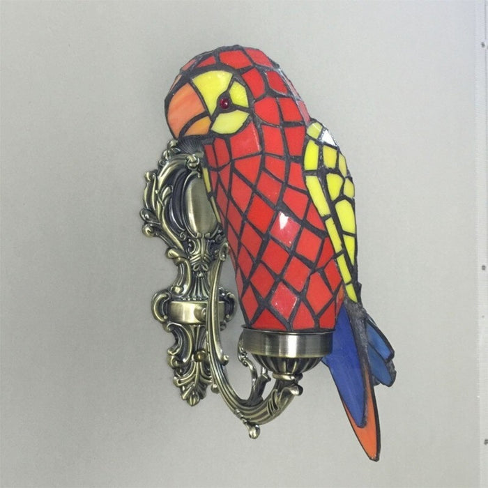 Parrot Retro Vintage Colorful Glass E14 Wall Lamp