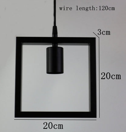 E27 Metal Photo Frame Iron Pendant Lamp