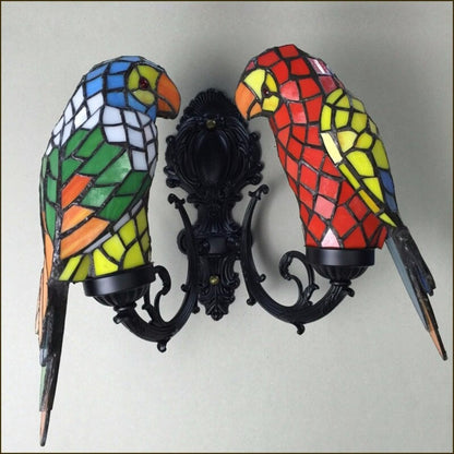 Parrot Retro Vintage Colorful Glass E14 Wall Lamp