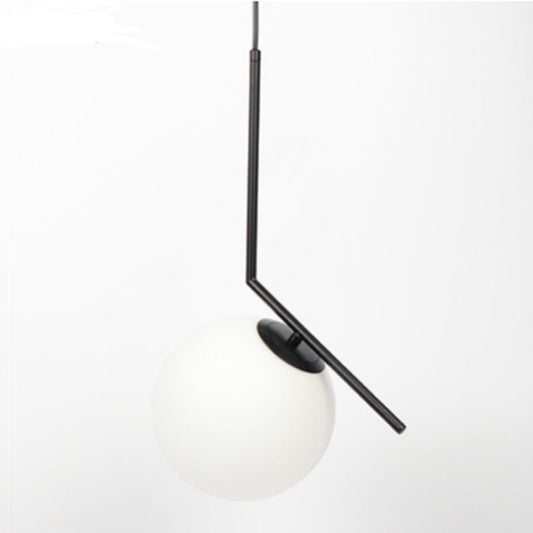 White Glass Ball Pendant Light Fixture