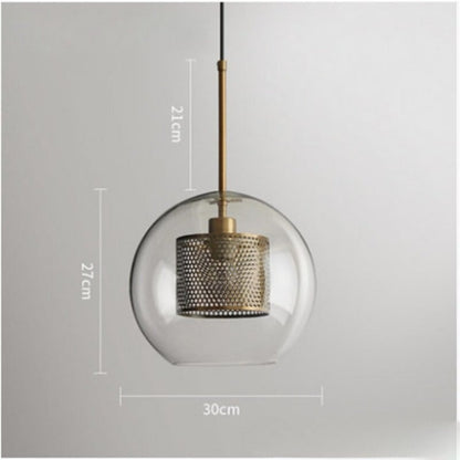 Minimalist Hollow Iron Glass Ball Pendant Lamp