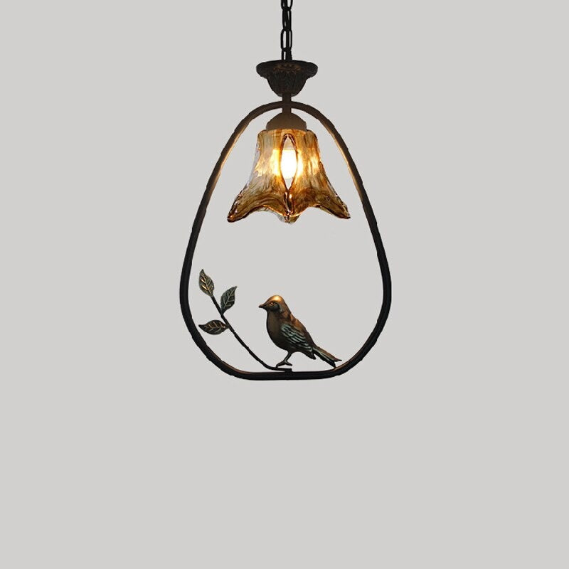 Nordic Chinese Bird Design Iron Pendant Lamp