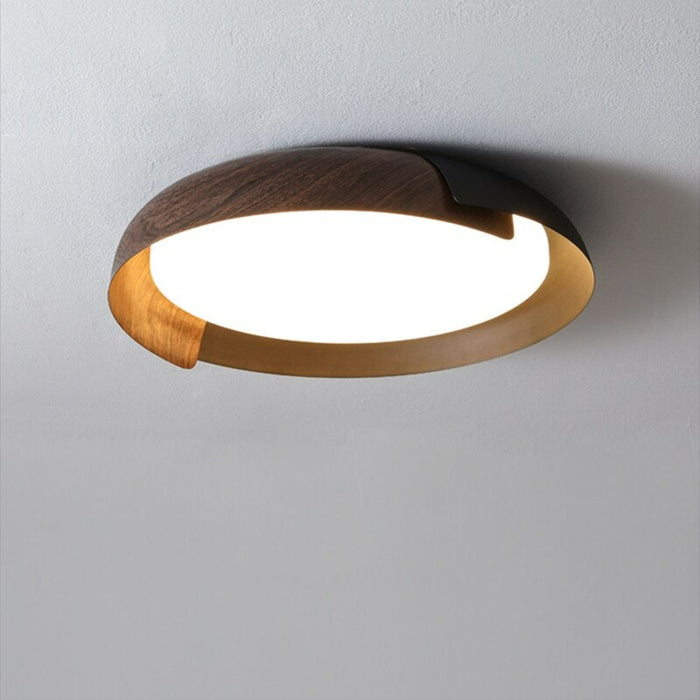 Wood Grain Painted Round Ceiling Lamp
