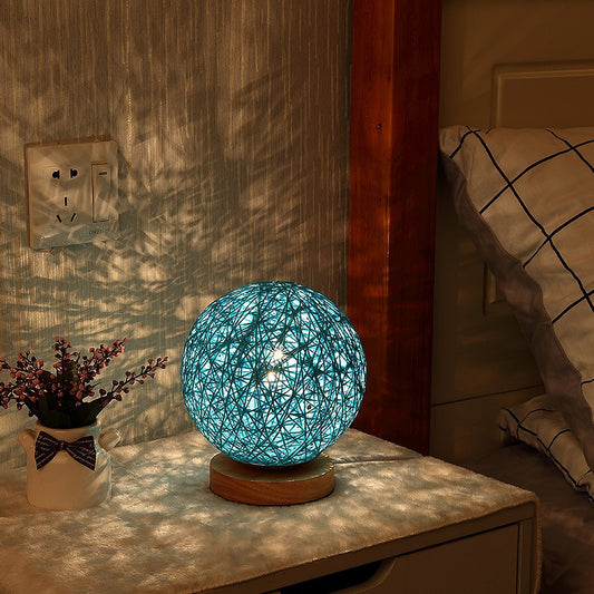 LED Rattan Ball Night Light Table Lamp