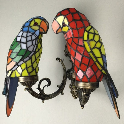 Parrot Retro Vintage Colorful Glass E14 Wall Lamp