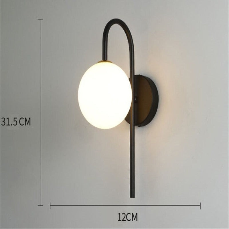 Glass Ball LED Gold Ring Oval Wall Lamp