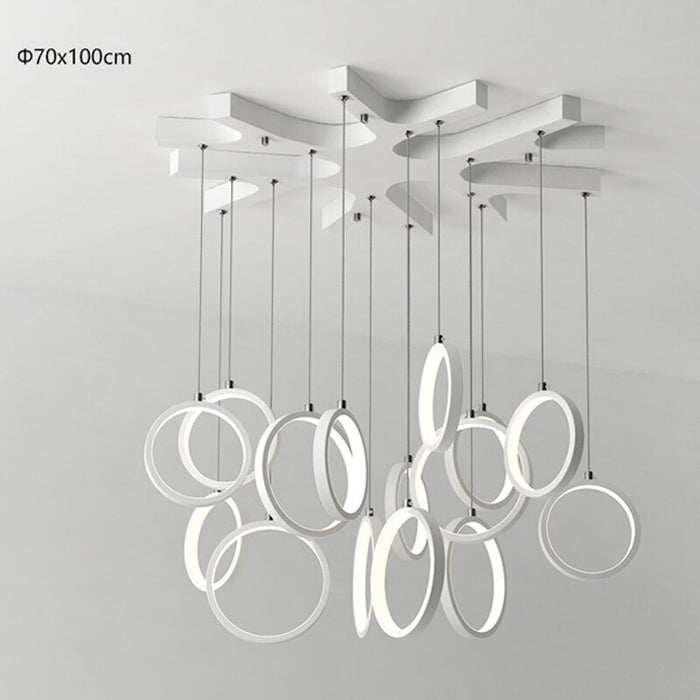 Nordic Aluminum Ring Design Combination Chandelier Light