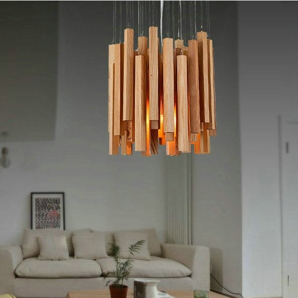 Luxury Novelty Wood LED Chandelier Pendant Lamp