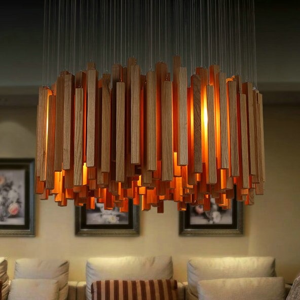 Luxury Novelty Wood LED Chandelier Pendant Lamp