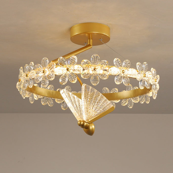 Golden Painted Round LED Dimming Light Chandelier