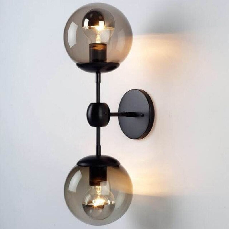 Retro Amber Glass Ball Wall Lamp