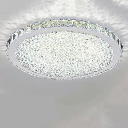 Dimming Round Stainless Steel Crystal Ceiling Lamp